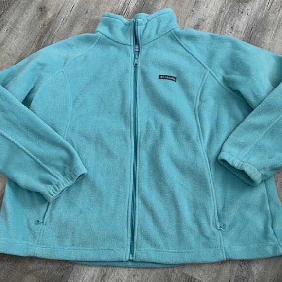 Columbia Sawyer Rapids Full Zip Fleece Jacket Womens Plus 3X Aqua Blue - Picture 1 of 6
